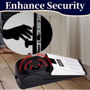 DOOR STOPPER SECURITY ALARM. INTRUDER TRAVEL ALONE SAFE. FLOOR WEDGE